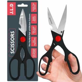 Heavy Duty Multi-Purpose Kitchen Scissors, Food Scissors, Sharp Scissors with Nutcrackers, Bottle Opener, Can Opener, Vegetable Cutting Scissors