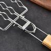 1pc Sausage Grill Net BBQ Tools 304 Stainless Steel Corn Grill Removable Folding Portable Grill Net Clip; Household Barbecue Tool; Kitchen Utensils